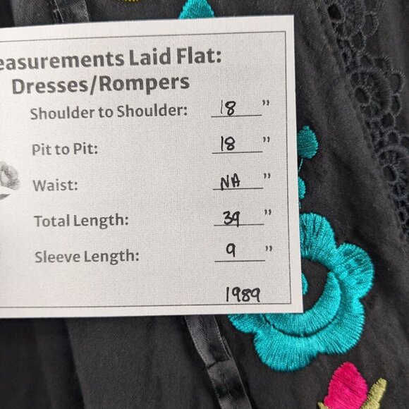 Solei Women's Black Mini Embroidered Wrap Dress Size L/XL - Picture 6 of 6